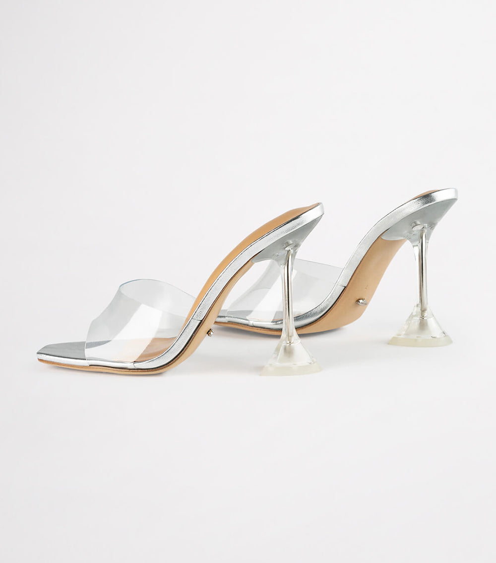 Serri Clear Vinylite/Silver Heels - Tony Bianco