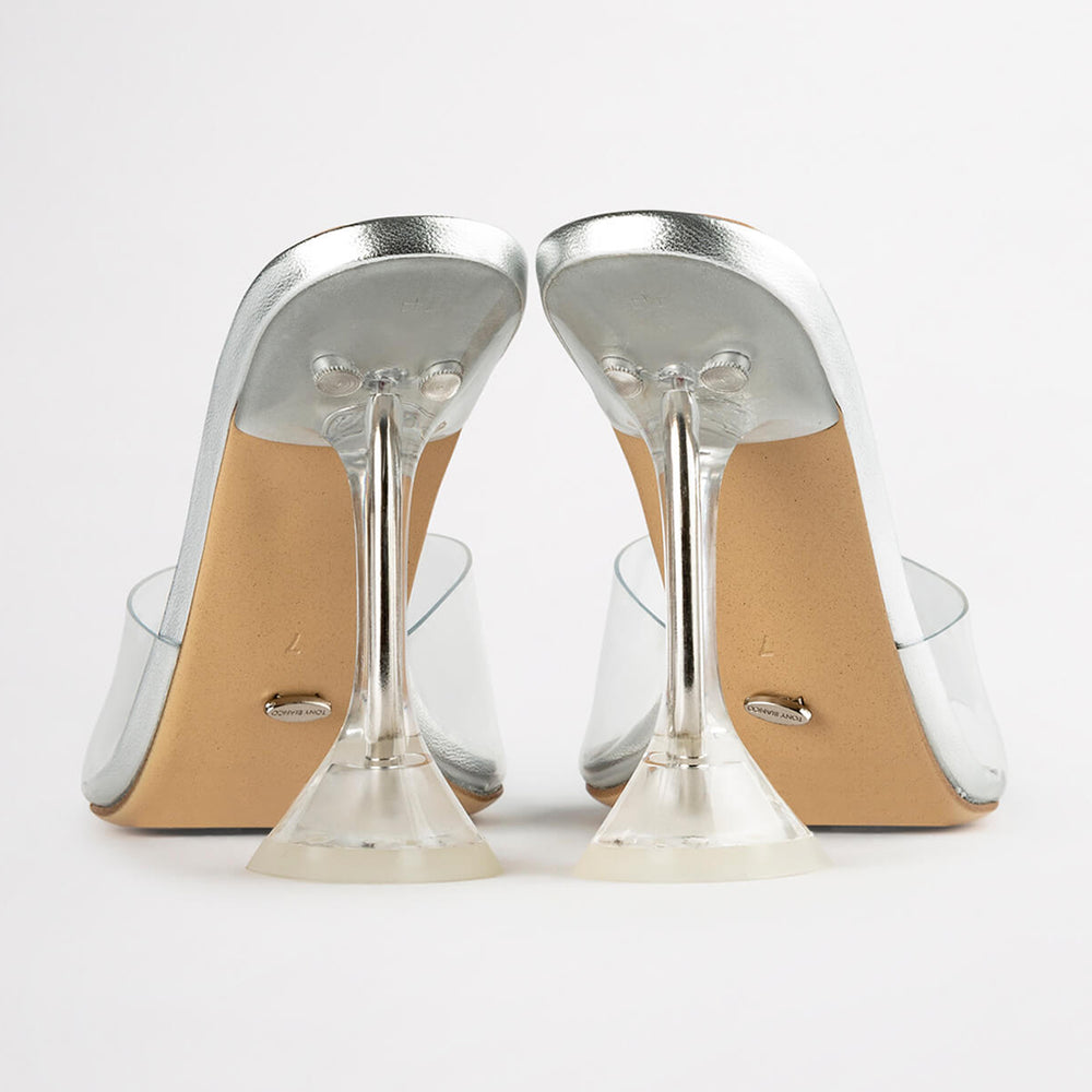 Serri Clear Vinylite/Silver Heels - Tony Bianco