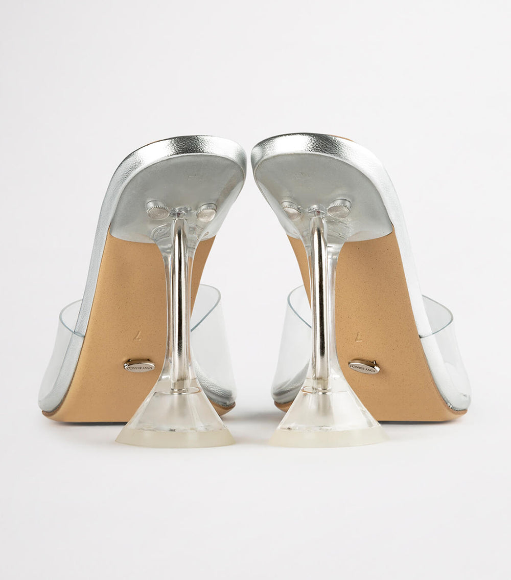 Serri Clear Vinylite/Silver Heels - Tony Bianco