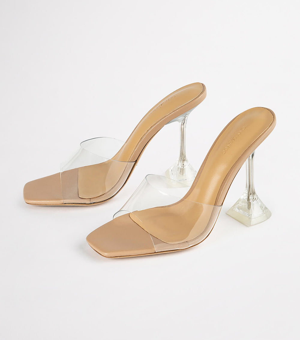 Serri Clear Vinylite/Skin Nappa Heels - Tony Bianco