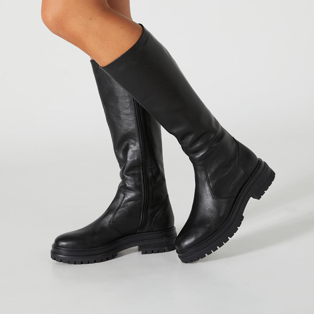 Wanda Black Venice Calf Boots - Tony Bianco