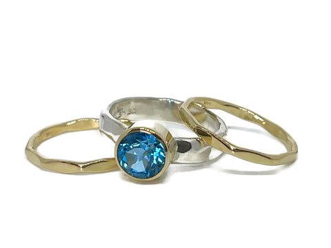 Blue Topaz Two Tone Self Love Stack Ring