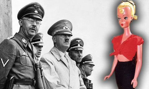 Adolf Hitler with Nazis standing next to a blonde sex doll