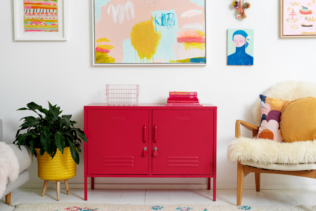 Mustard Made lockers the Lowdown in Poppy red locker