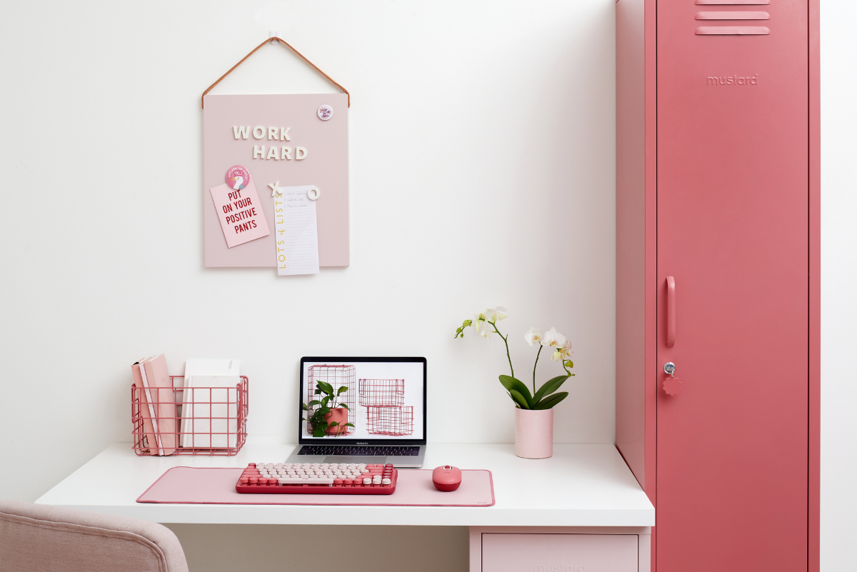 Office inspo Mustard Made the Skinny in Berry pink