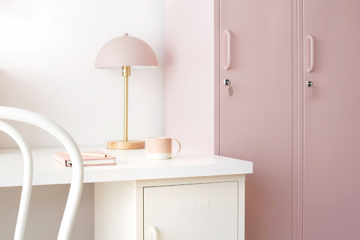 Office inspo Mustard Made the Skinny in Blush pink locker