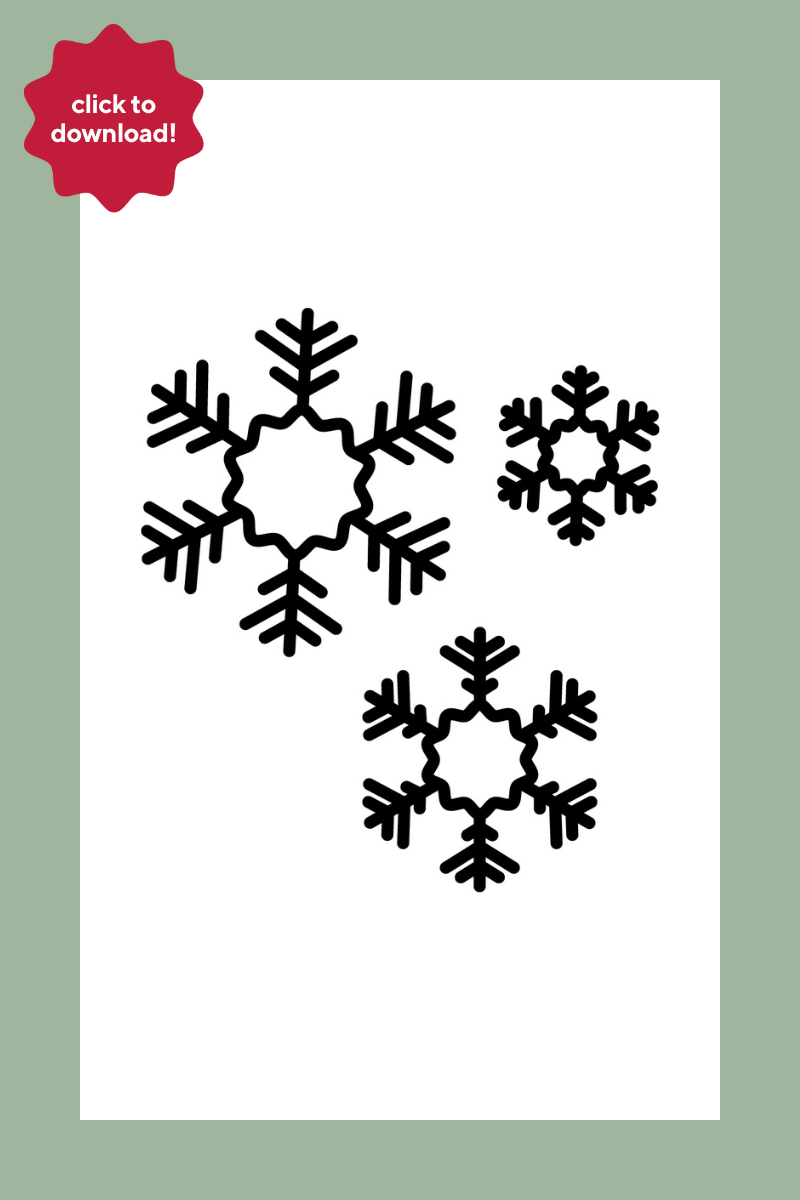 Downloadable template with three snowflake designs