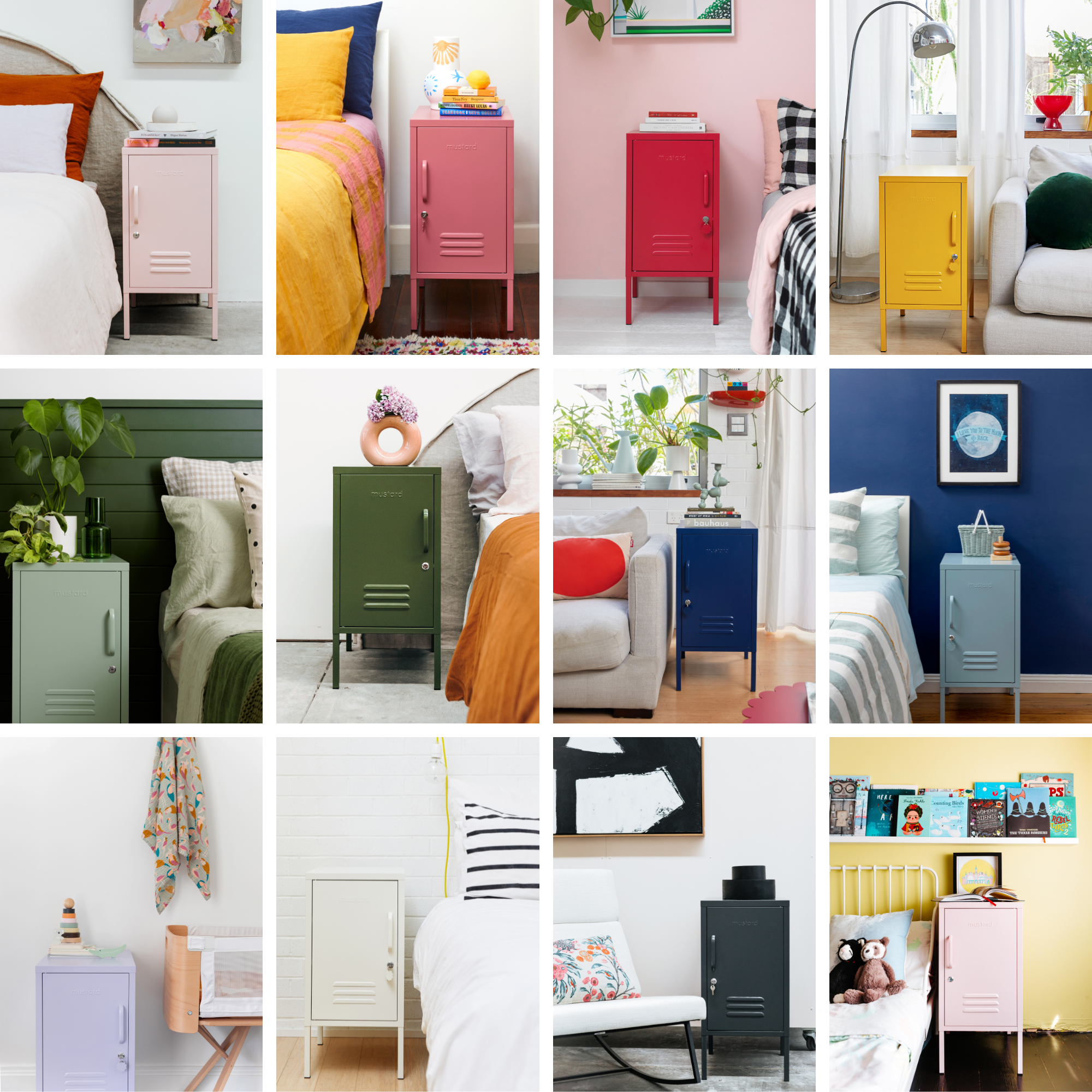 Collage of The Shorty Locker in all 11 colours.