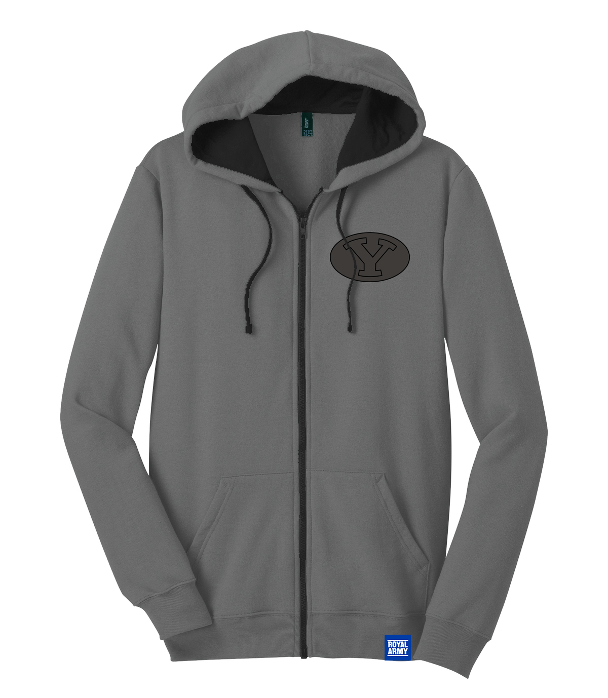 Gray and Black Full-zip Hoodie with Custom Blackout BYU Stretch Y Patc ...