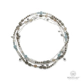 Aquamarine Labradorite Rutile Beaded Necklace & Re-Attached Charm Chain Necklace