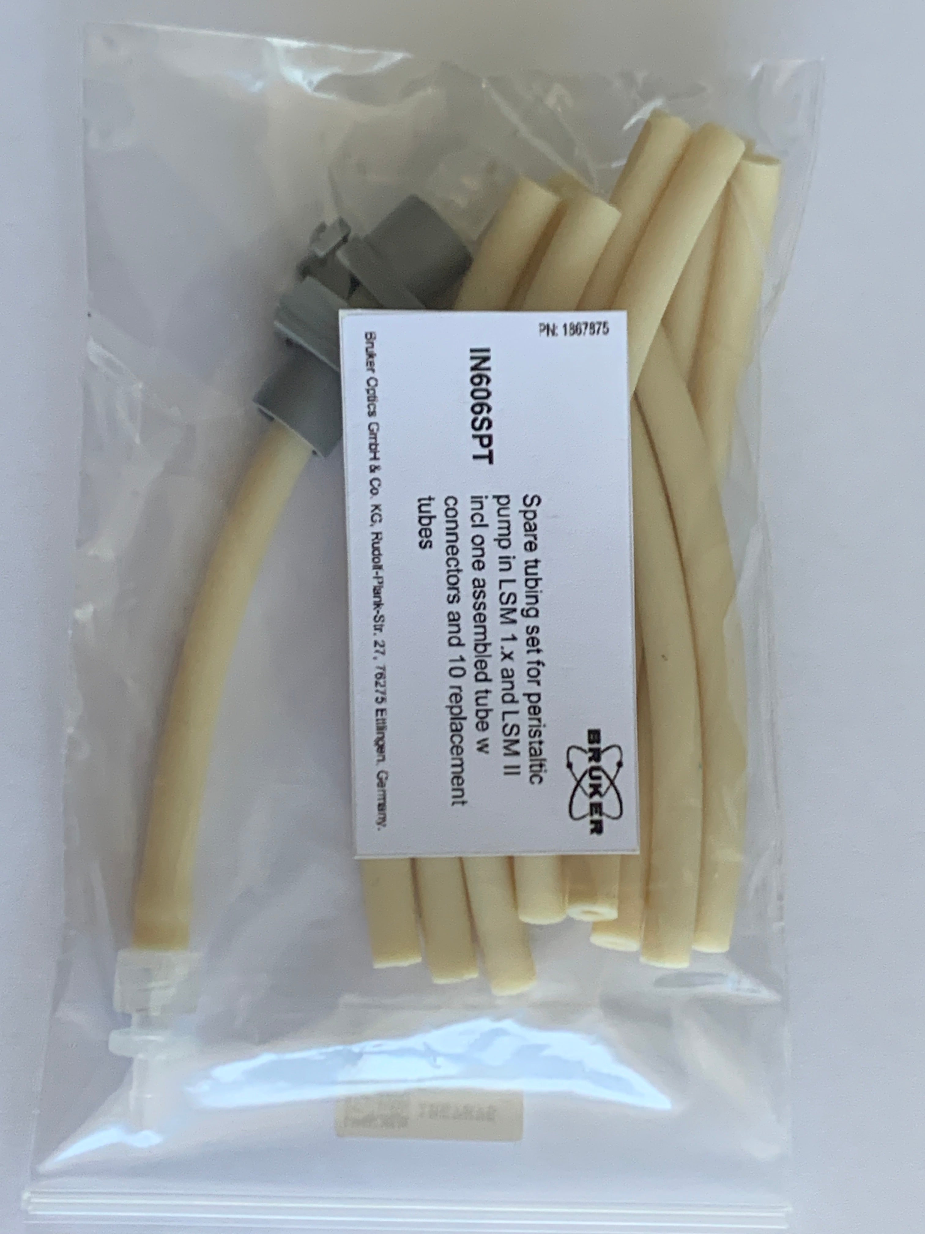 IN606SPT: Spare tubing set for peristaltic pump for IN606containing one assembled tube with connectors and 10 replacement tubes.