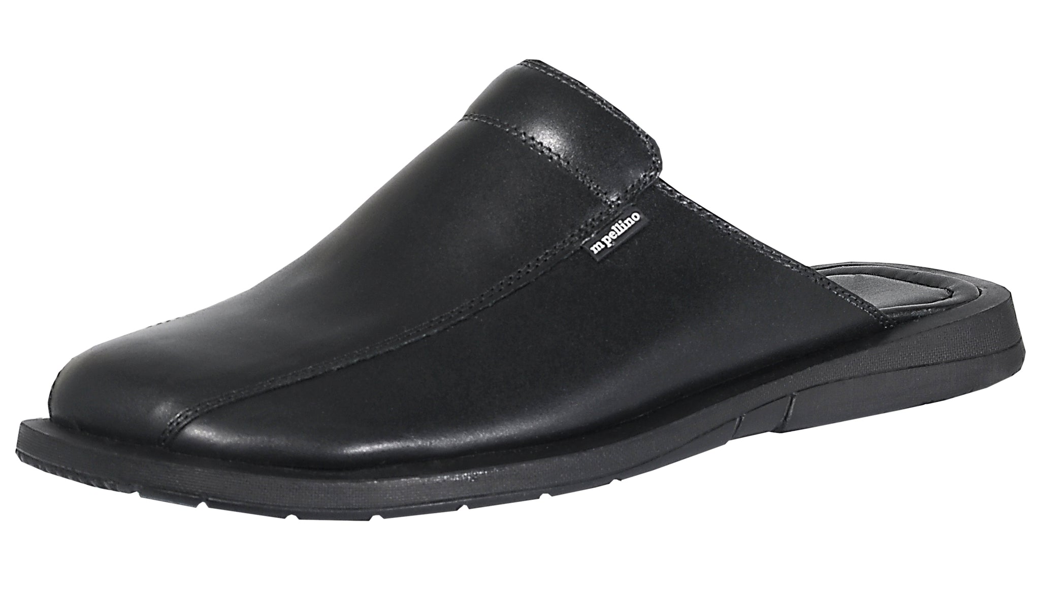 mens leather slip on mules