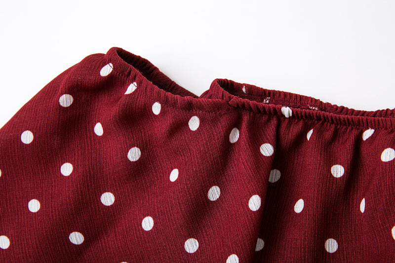 red polka dot two piece set