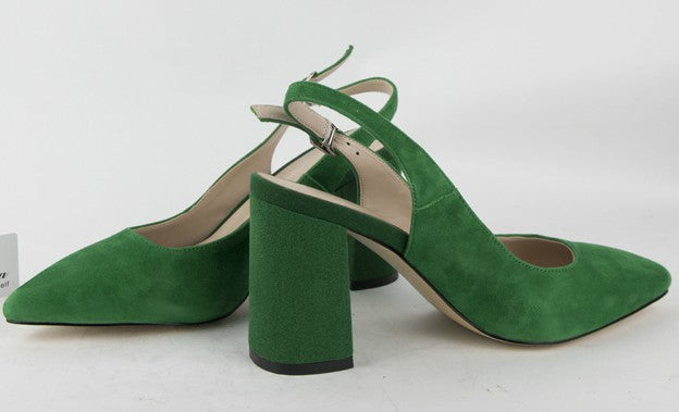 green slingback pumps