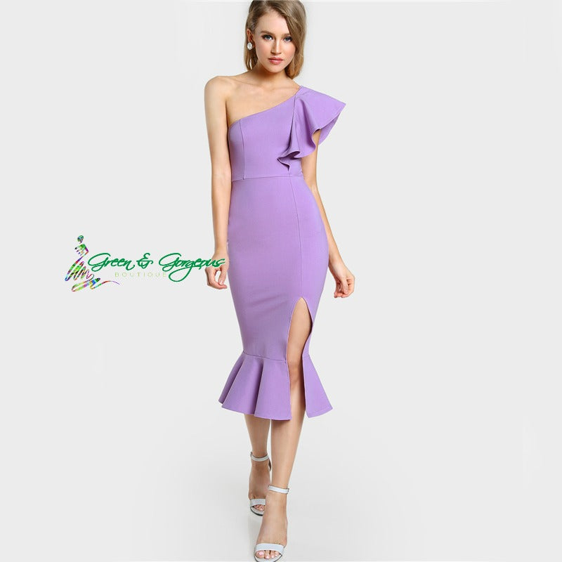 lilac peplum dress