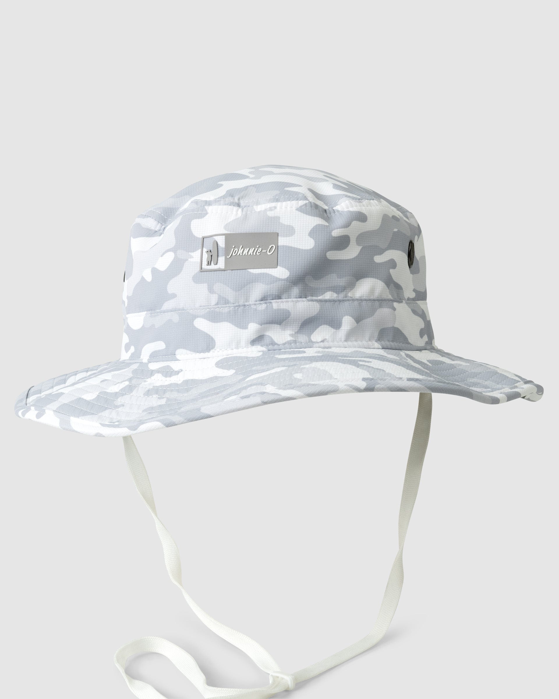 johnnie-O Sun & Surf Camo Performance Bucket Hat in White - One Size