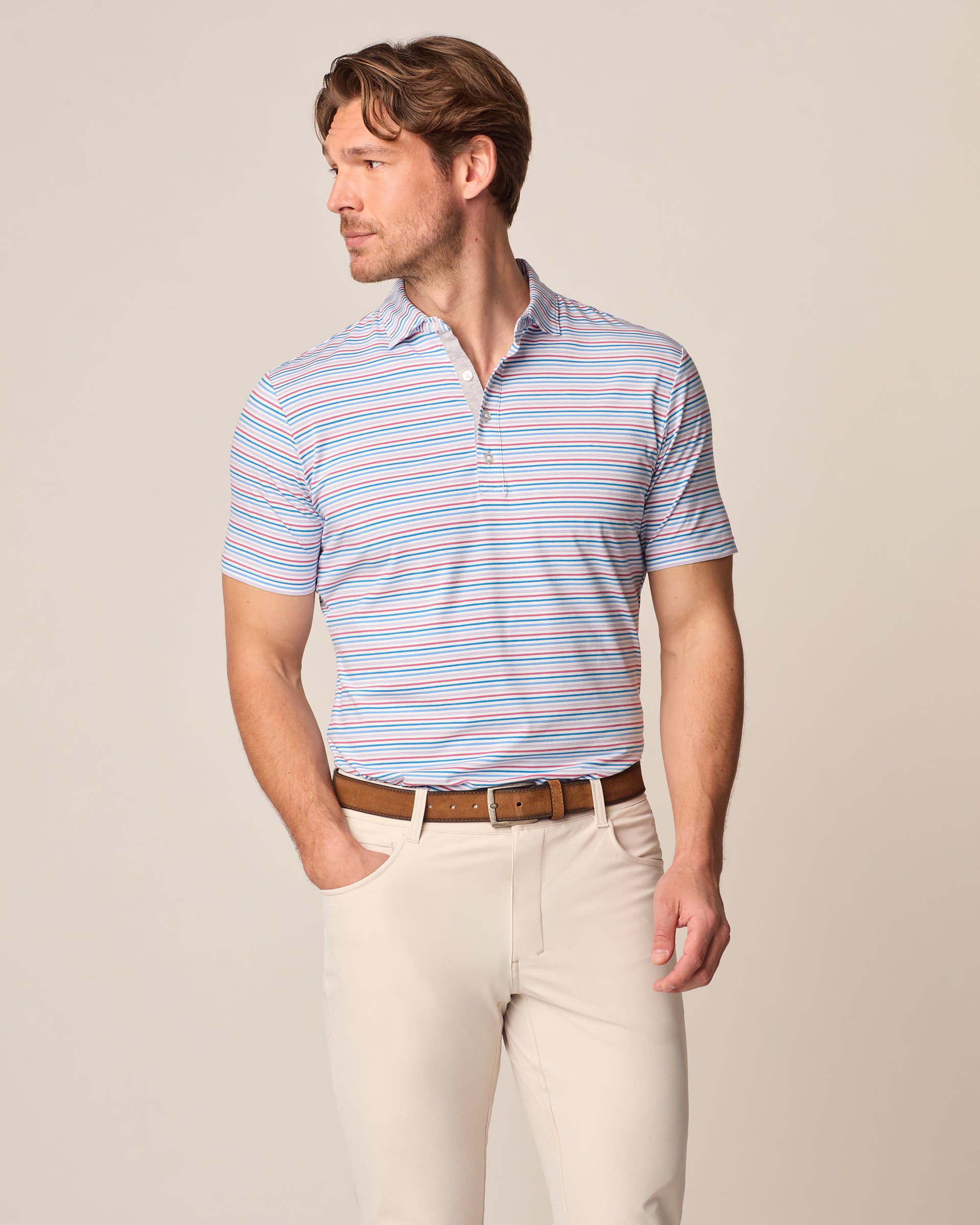 Linxter Cotton Blend Performance Polo - Lynch Stripe