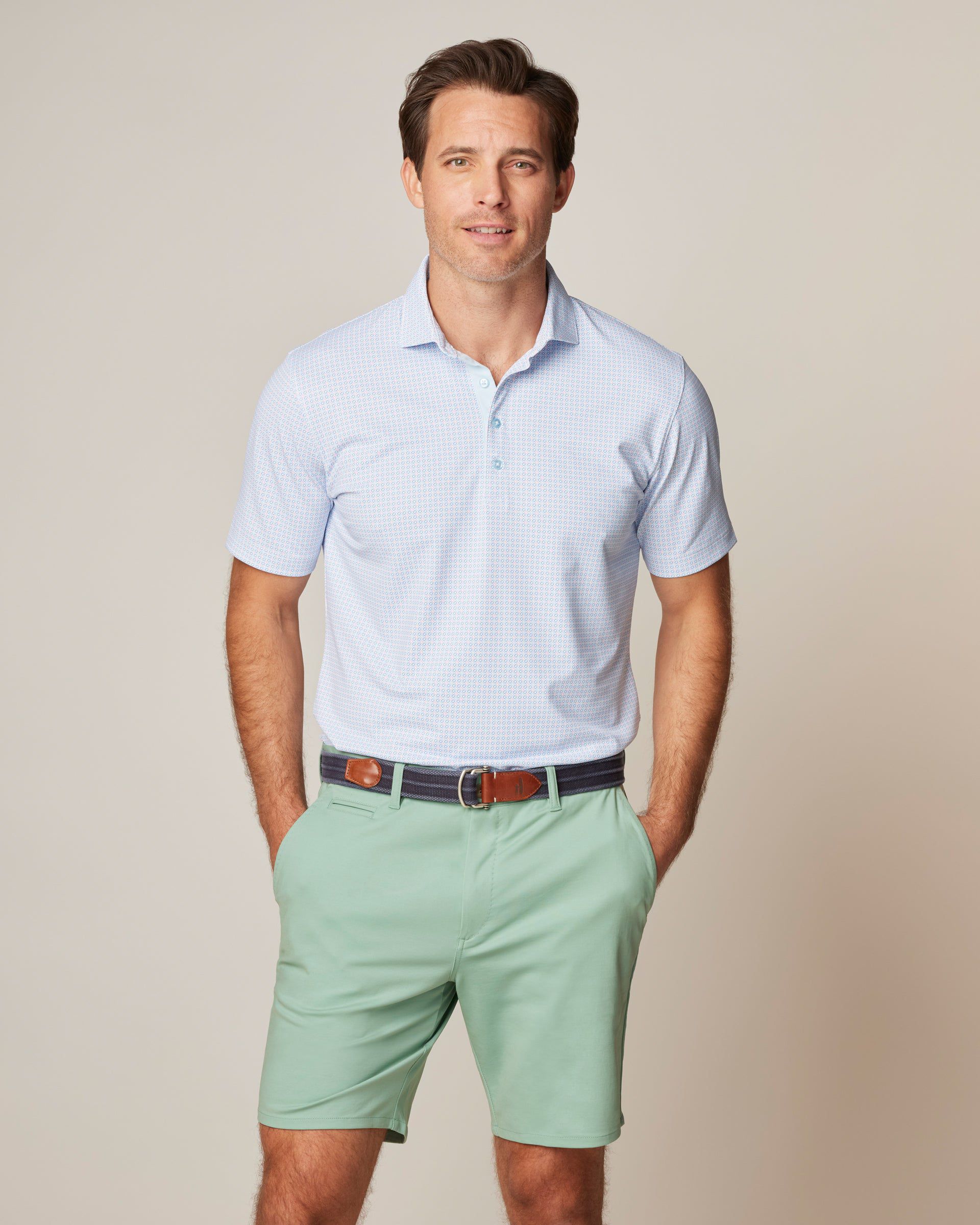 Gilbert Printed Mesh Performance Polo · johnnie-O