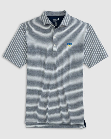Chicago Cubs Clipperr Striped Jersey Performance Polo - Cooperstown Logo Midnight Navy