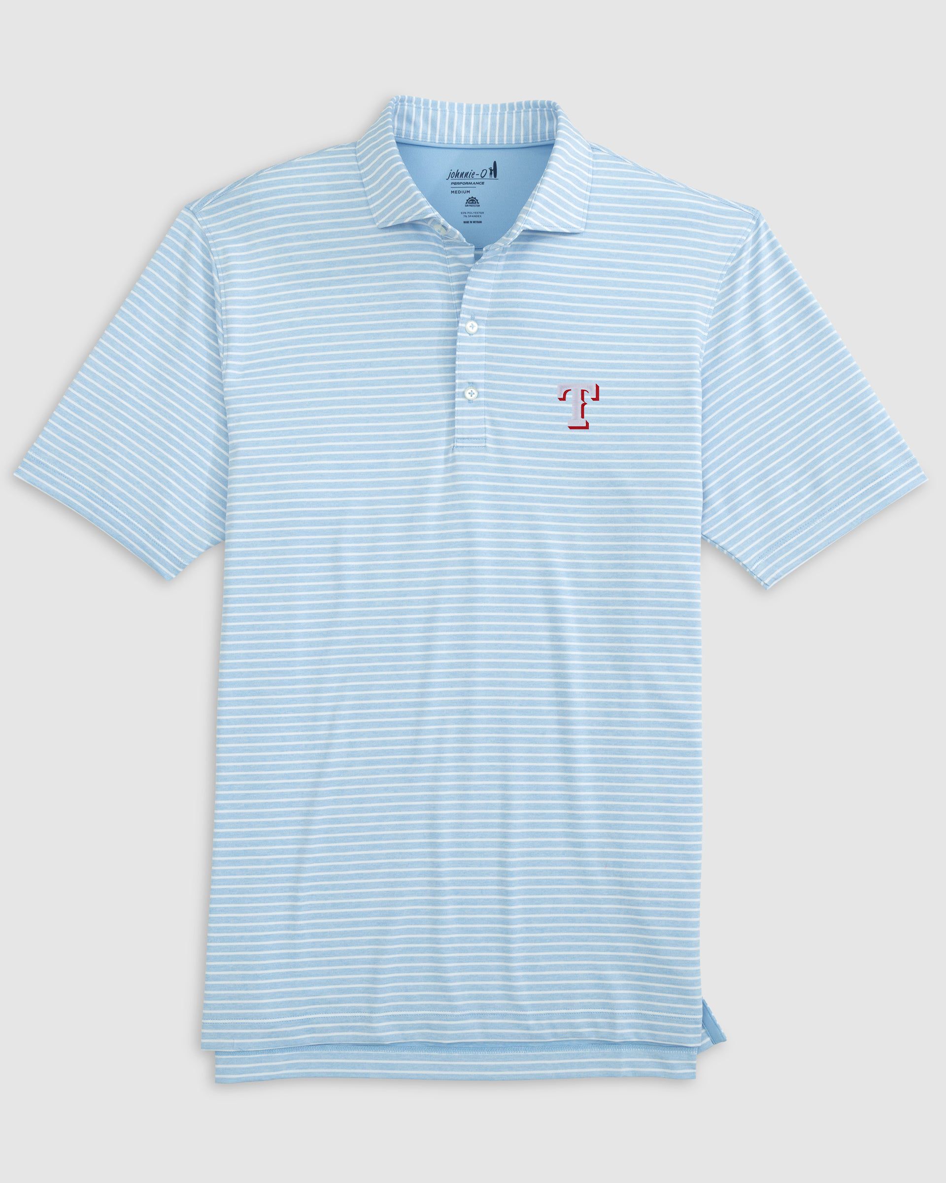 Texas Rangers Clipper Striped Jersey Performance Polo · johnnie-O