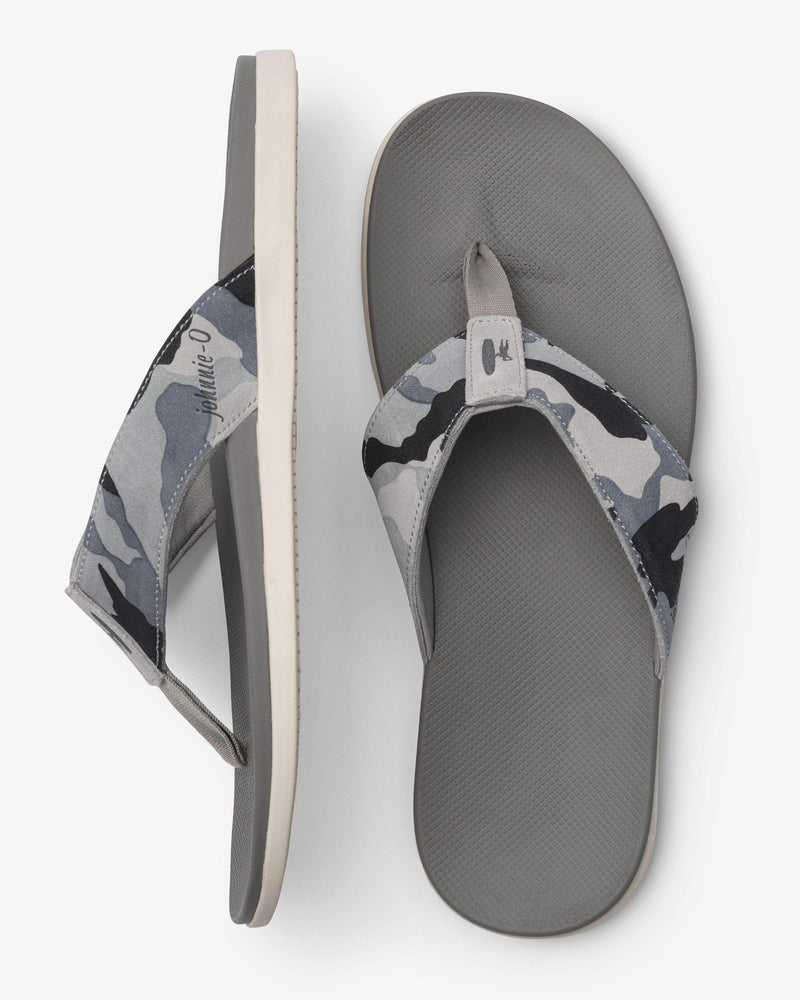 Gray Camo Leather Flip Flop Sandals 