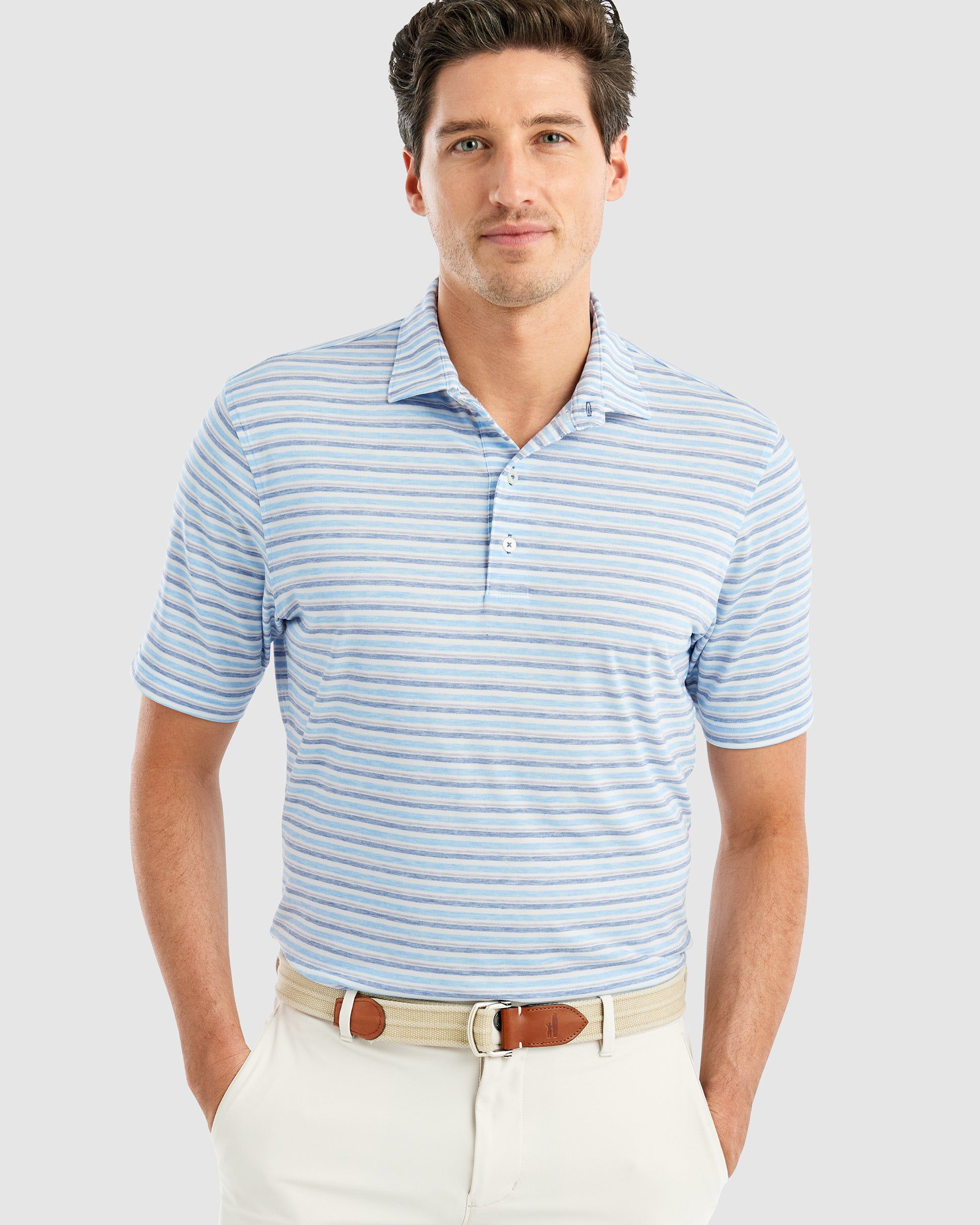 Malcom Striped Top Shelf Performance Polo · johnnie-O