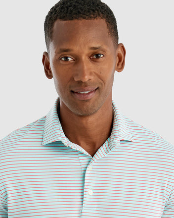 johnnie-O Men's Yankees Lyndon Striped Golf Performance Polo Shirt in Meteor