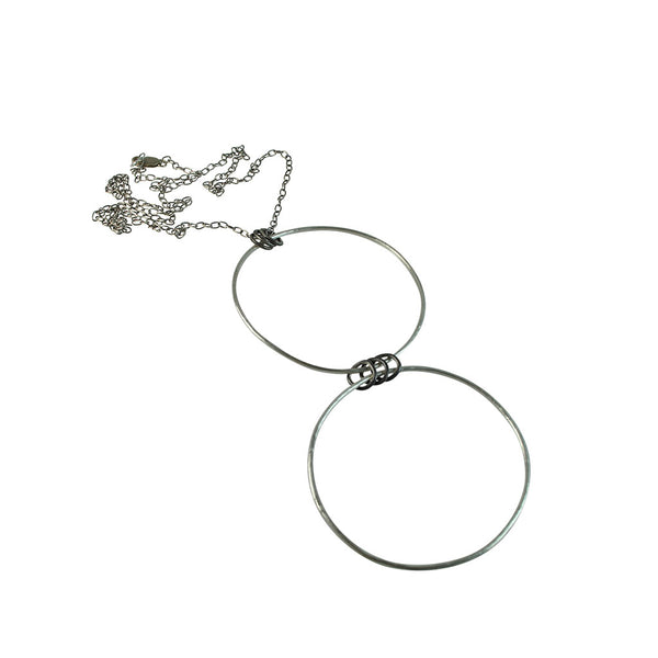 Black Linx Large Double Hoop Necklace with Rings - Element Cottage