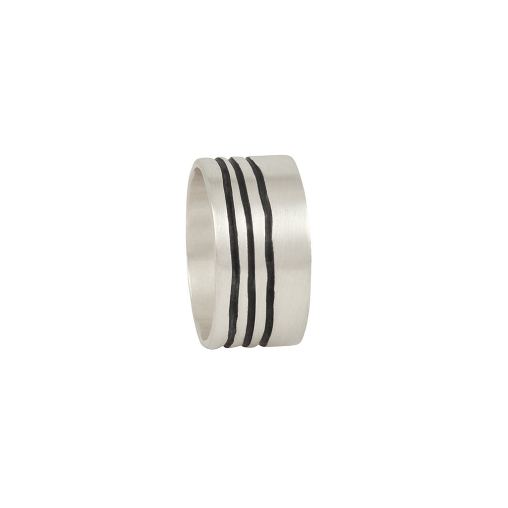 Buy Rings For Men Silver Colour Double Black Stripes Ring 10 at Amazon.in