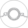 Perfect Wisdom of Satori Elegance Bracelet Cubic Zirconia Stones incrusted in Enso Circle Features Icon