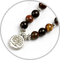 Clarity of Mind of Life Tree 108 Mala Beads Zoomed on Tree of Life pendant and zinc alloy spacers features icon