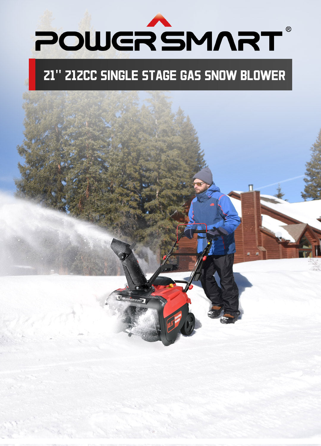 Powersmart 21 inch Single Stage Gas Snow Blower PSSW21 