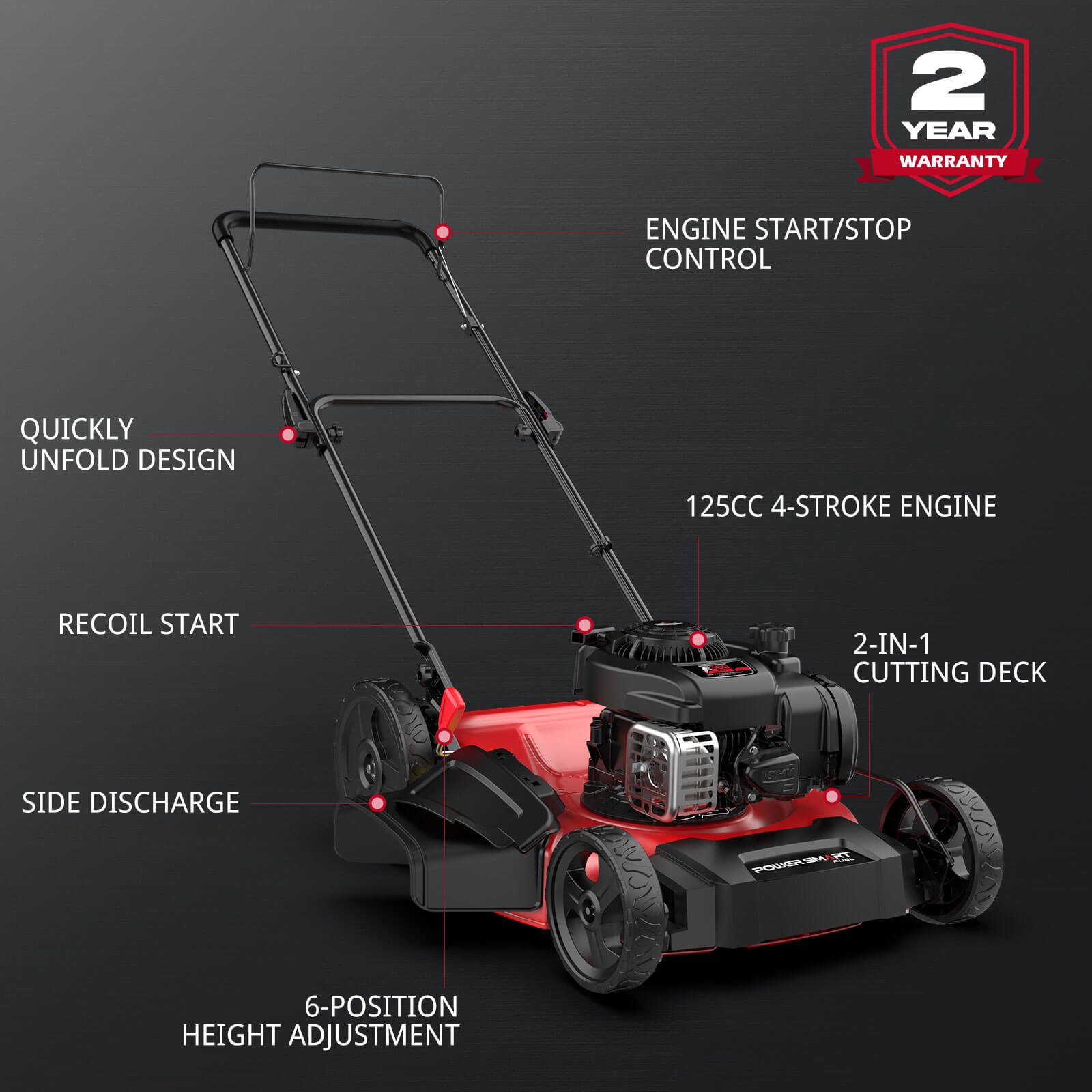 B8721C-2_727dec27-a20f-4341-92fd-7cfe02bd3a08 POWERSMART USA 21" 125cc Gas Push 2 1 Lawn Mower w/ Briggs & Stratton 300E Engine B8721C