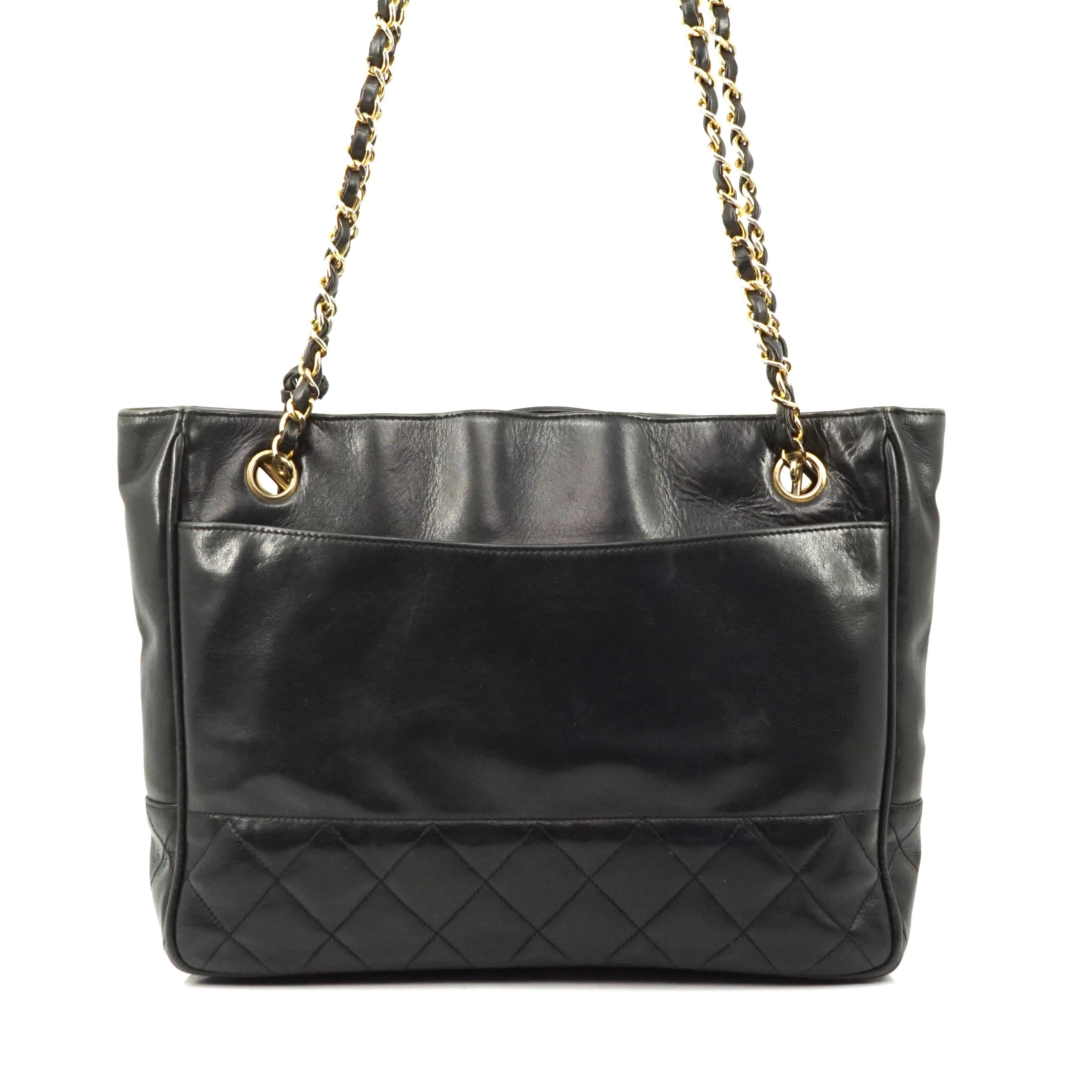 Chanel Black Lambskin Leather Tote