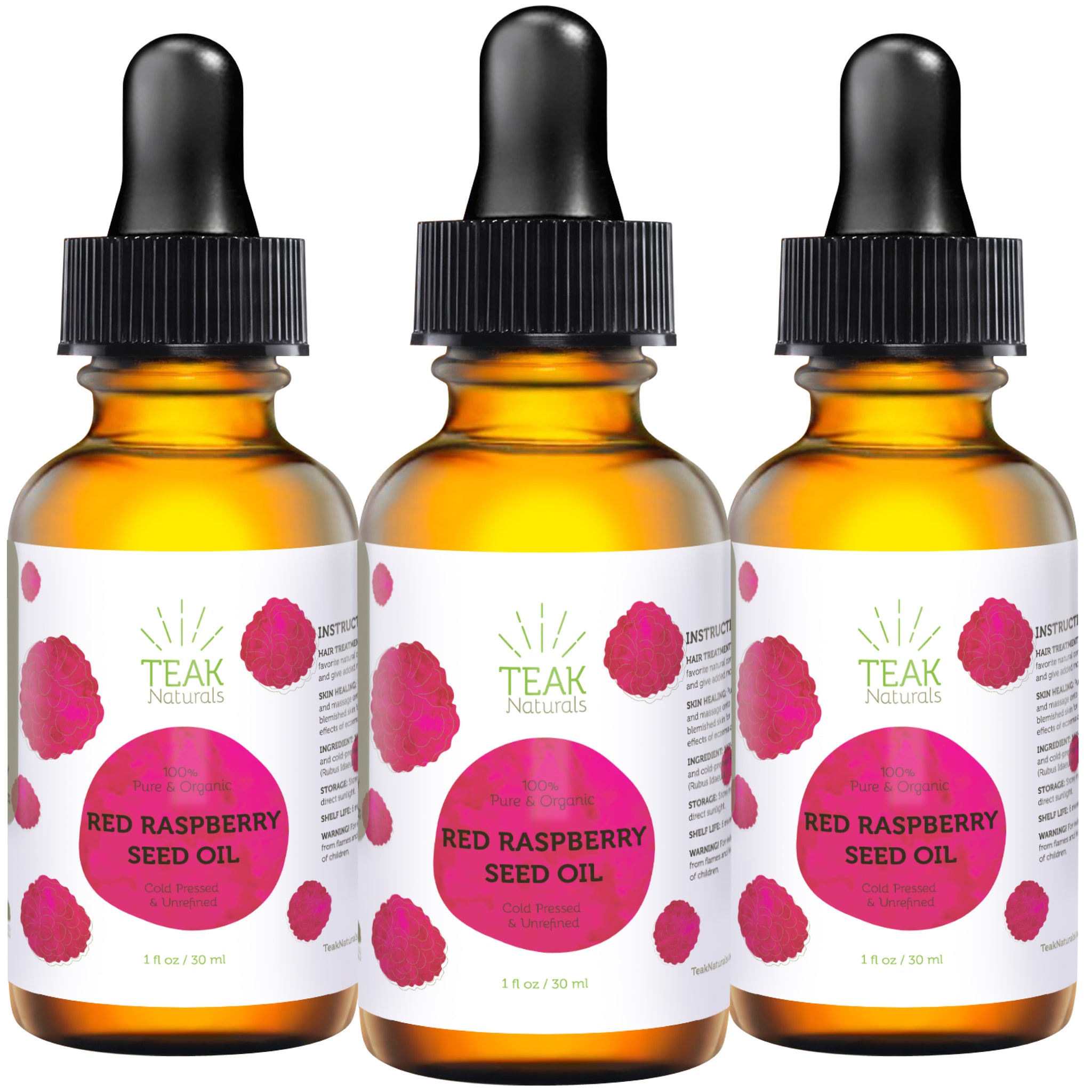 Organic Red Raspberry Seed Oil 1 Oz Teak Naturals 3741