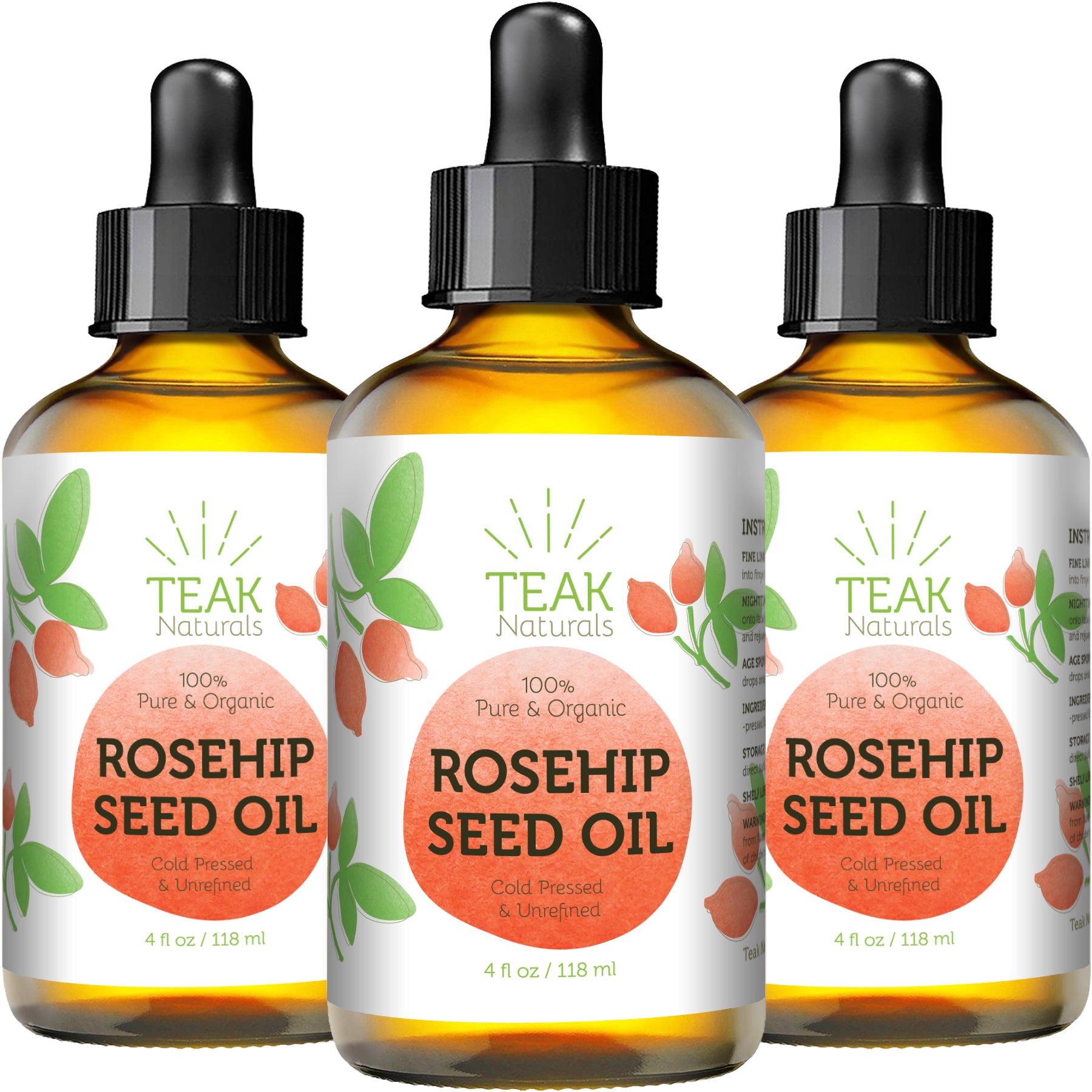 Organic Rosehip Seed Oil 4 oz Teak Naturals