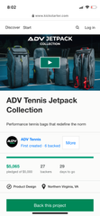 ADV Kickstarter Tennis Bags Page