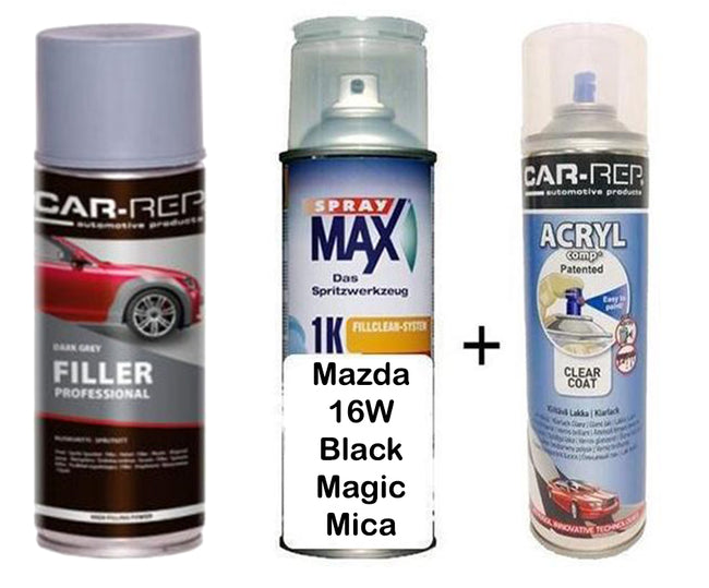 Auto Touch Up Paint Mazda 16W Black Magic Mica Plus 1k Clear Coat & Pr –  Wholesale Paint Group