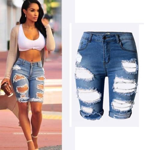 stretchy ripped jean shorts