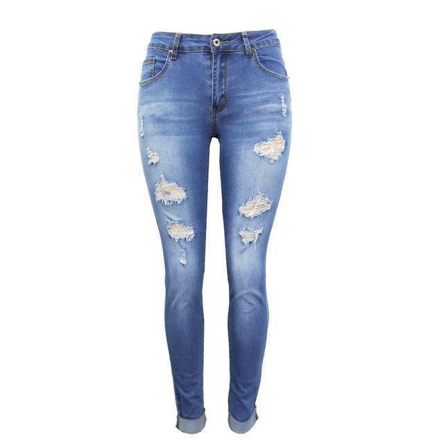 blue denim ripped jeans womens