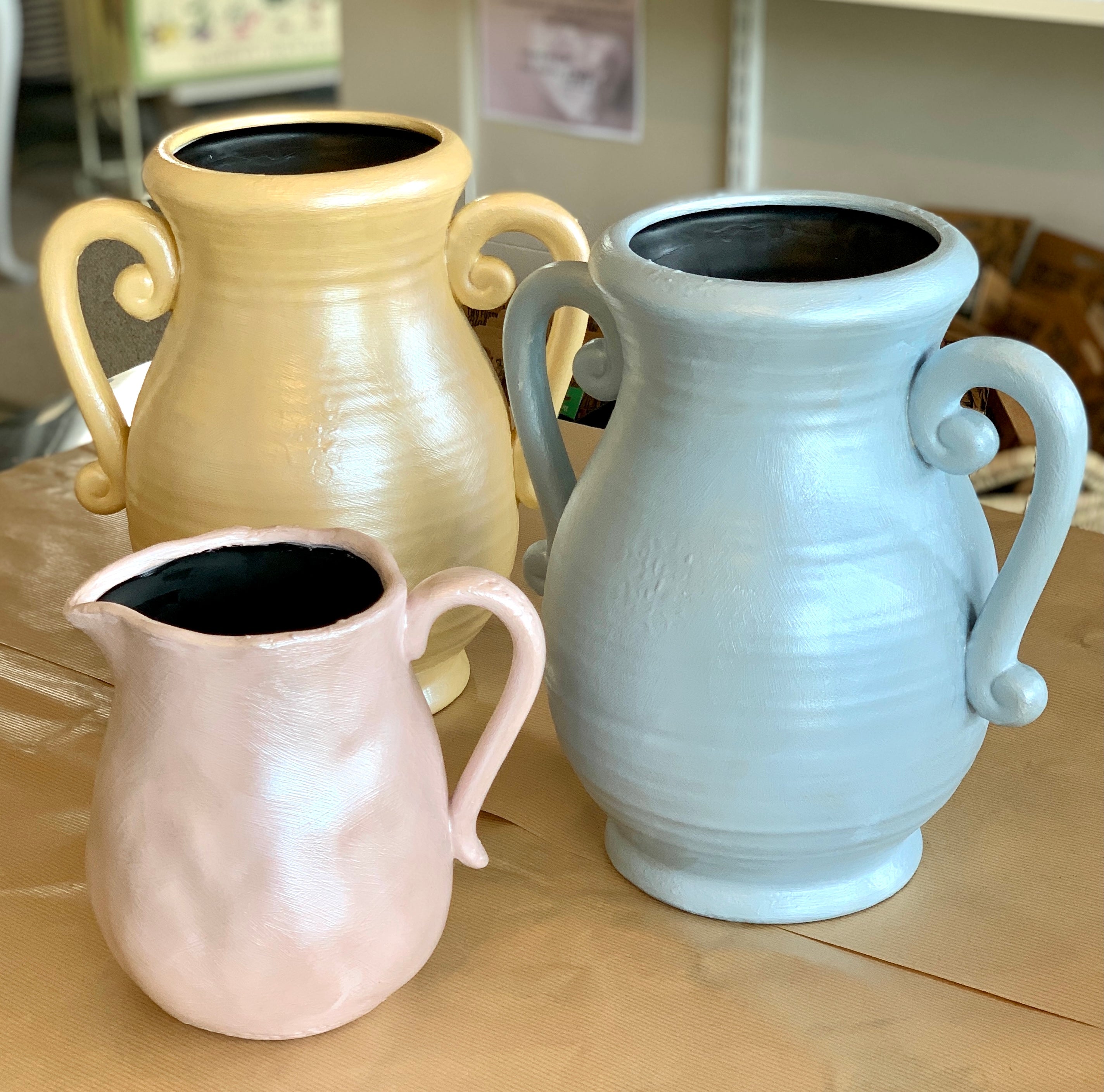 Luna Pearl glazed vases