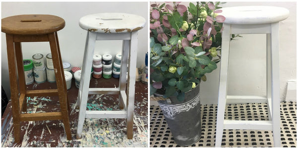 Painted stools, before and after