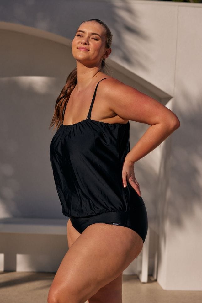 Black Flouncy Bandeau One Piece