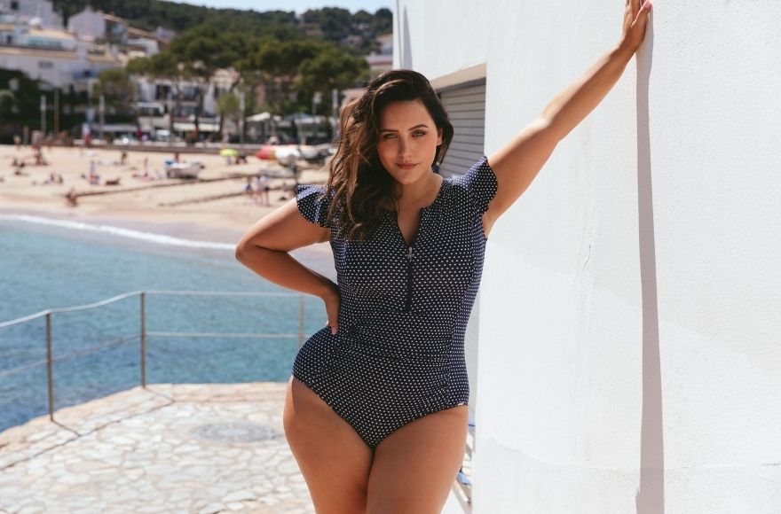 Woman wearing retro inspired one piece