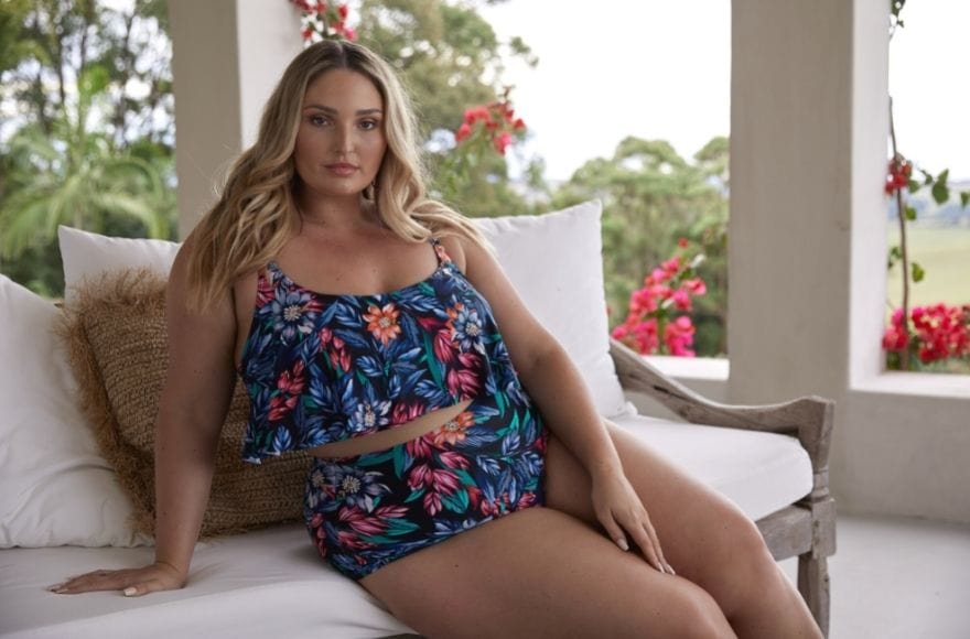 Molokai tropical frill bikini top and high waisted pant