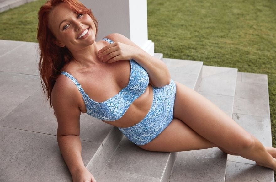 Santorini Blue paisley underwire bikini top and high waisted pant