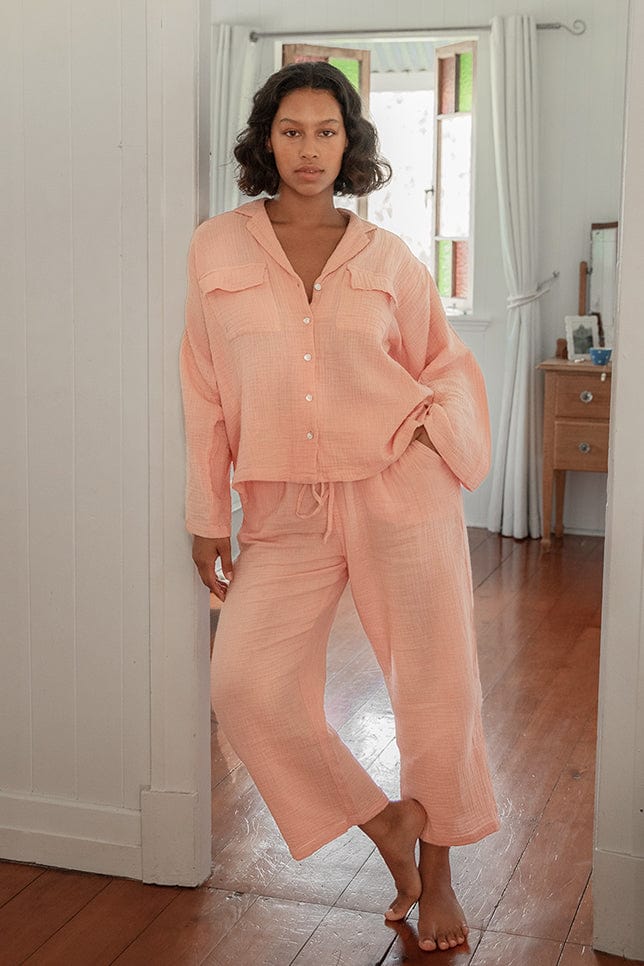 Long Resort Loungewear Set in Musk Crepe