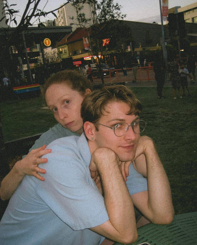 Zack with Sophie Ward outside Hurstville Train Station. Photo by James Teng