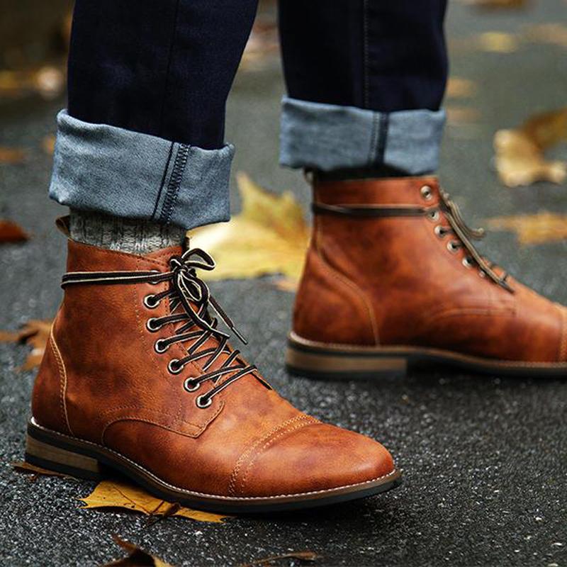 High-Cut Lace-up Vintage Military Boot 