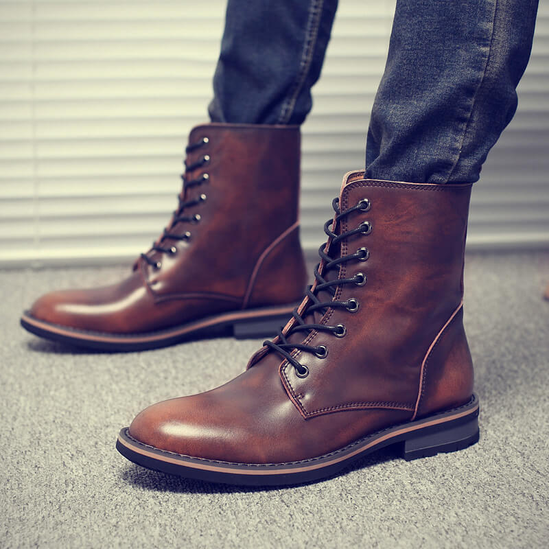 Vintage Martin Boots | Men's High-Cut Lace-up Rivet British Shoes ...